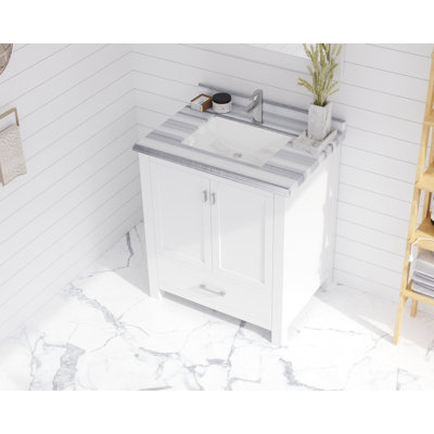 Mariário 30'' Single Bathroom Vanity with Solid Surface Top