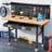 Workbenches for Garage Work Bench with Wheels 60 Inch Adjustable Rubber Wood Top Garage Workbench with Drawers, Pegboard, Power Outlets