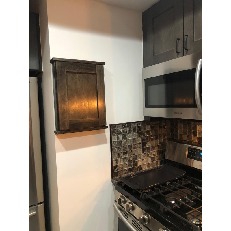 Solid Wood Bathroom Cabinet, Gray, 15.5" W x 25.5" H x 3.25" D