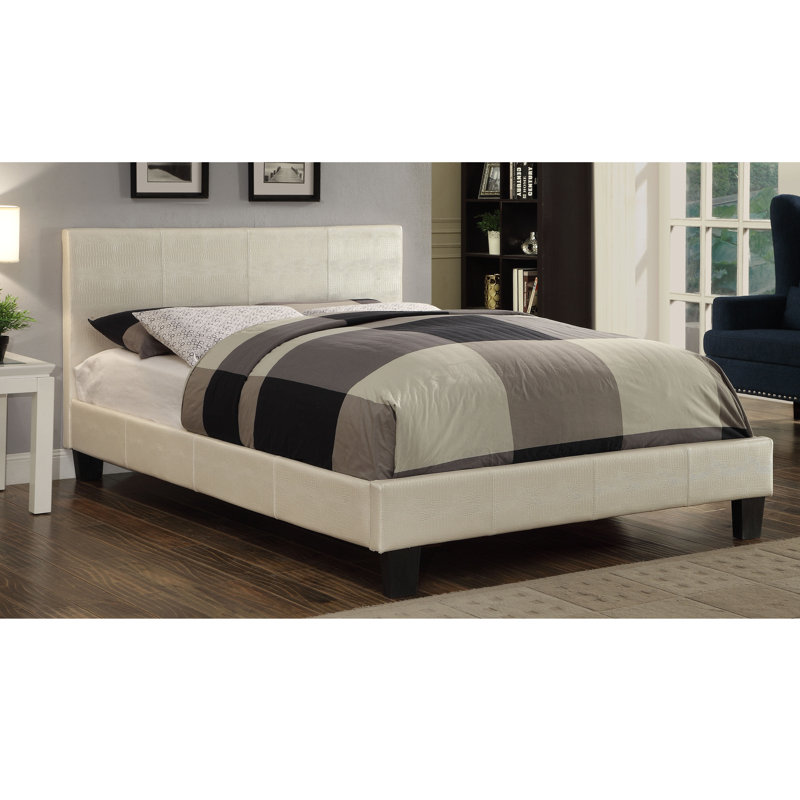 Morgana Vegan Leather Platform Bed, Pearl White, King