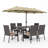 8 Pcs Patio Dining Set 6 Armchairs And Rectangular Table , Umbrella Included-116067095