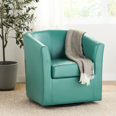 Fauteuil club pivotant Turquoise Pu - 30,5 po de largeur, pratique pour déplacer la hauteur du produit 31,03, aspect contemporain