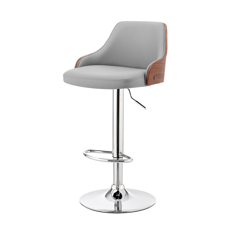 Tabouret de bar moderne ajustable en similicuir, Gris