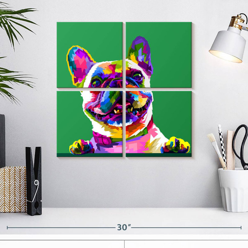 Bouledogue abstrait Brampt, H 18 po x l 18 po