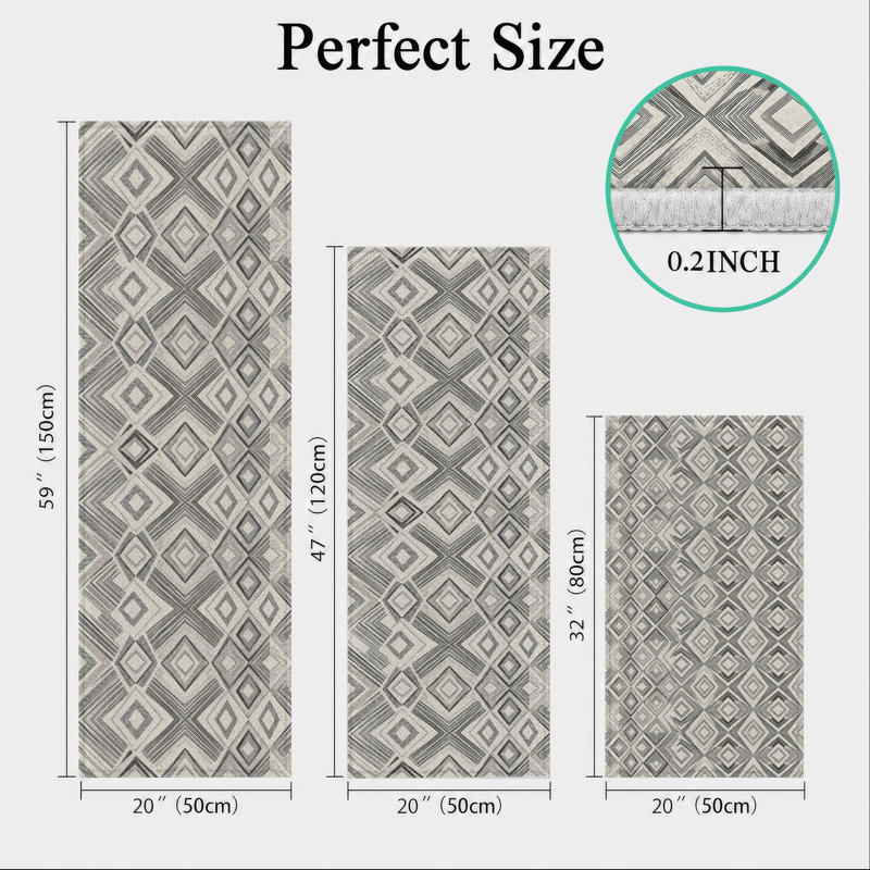 Geometric Pattern Non-Slip Washable Kitchen Mats