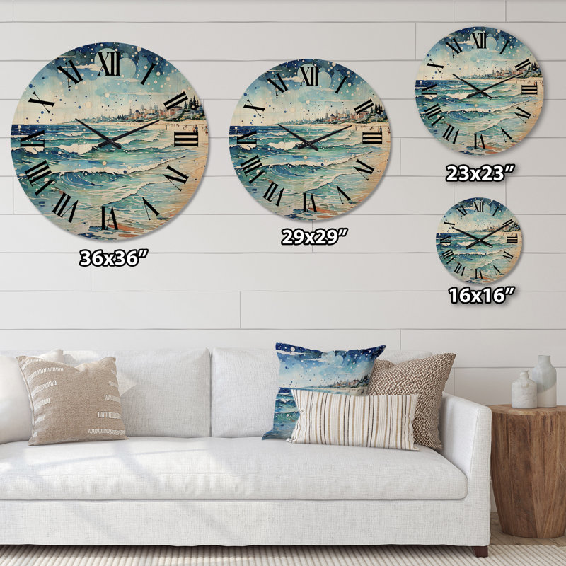 Photo de plage Sandy Serenade IV - Très grande horloge murale en bois, Moyenne