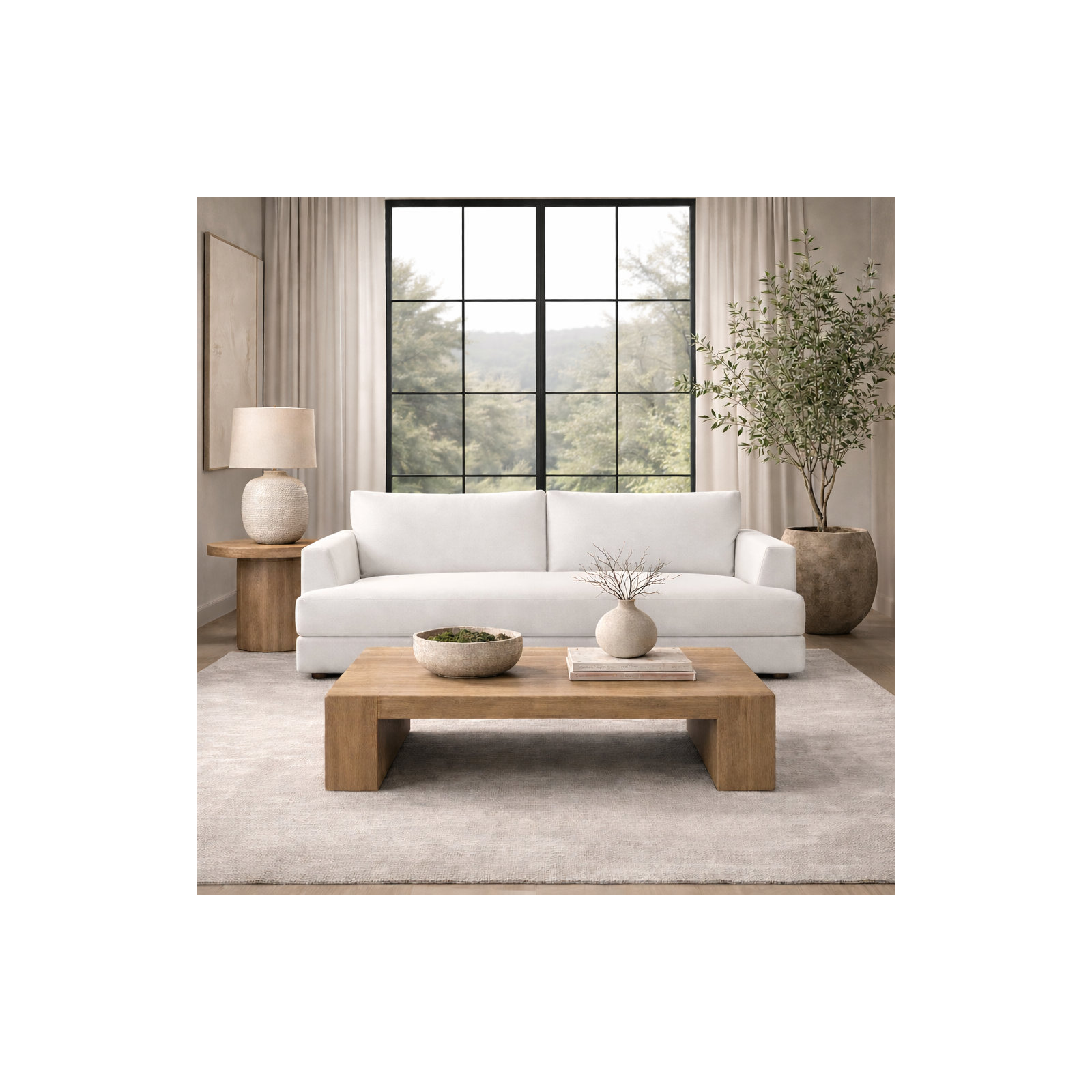 Laguna 96" Upholstered Sofa, John Flour Performance Linen Blend