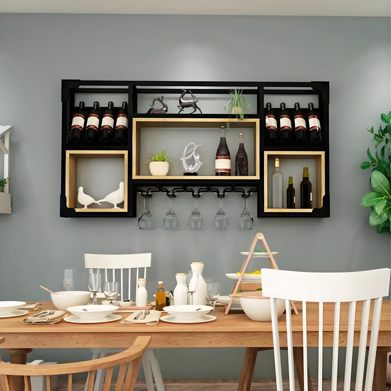 Petit support à vin mural, H 24 po x l 59 po x P 9,8 po