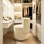 Fauteuil de meuble-lavabo pivotant moderne en velours avec dossier et rangement-131655803