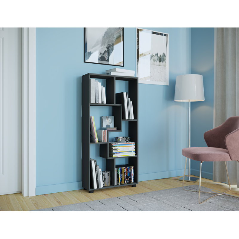 Odia 119cm H x 60cm W Geometric Bookcase, Black