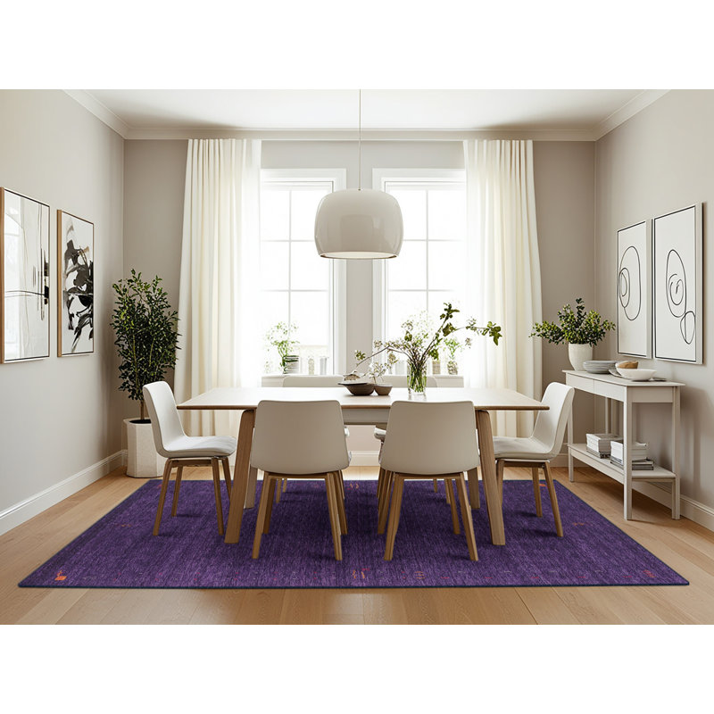 Tapis de zone mauve contemporaine, Rectangle 7 pi x 10 pi