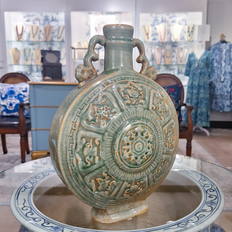 Porcelain Moon Vase with Relief Motifs