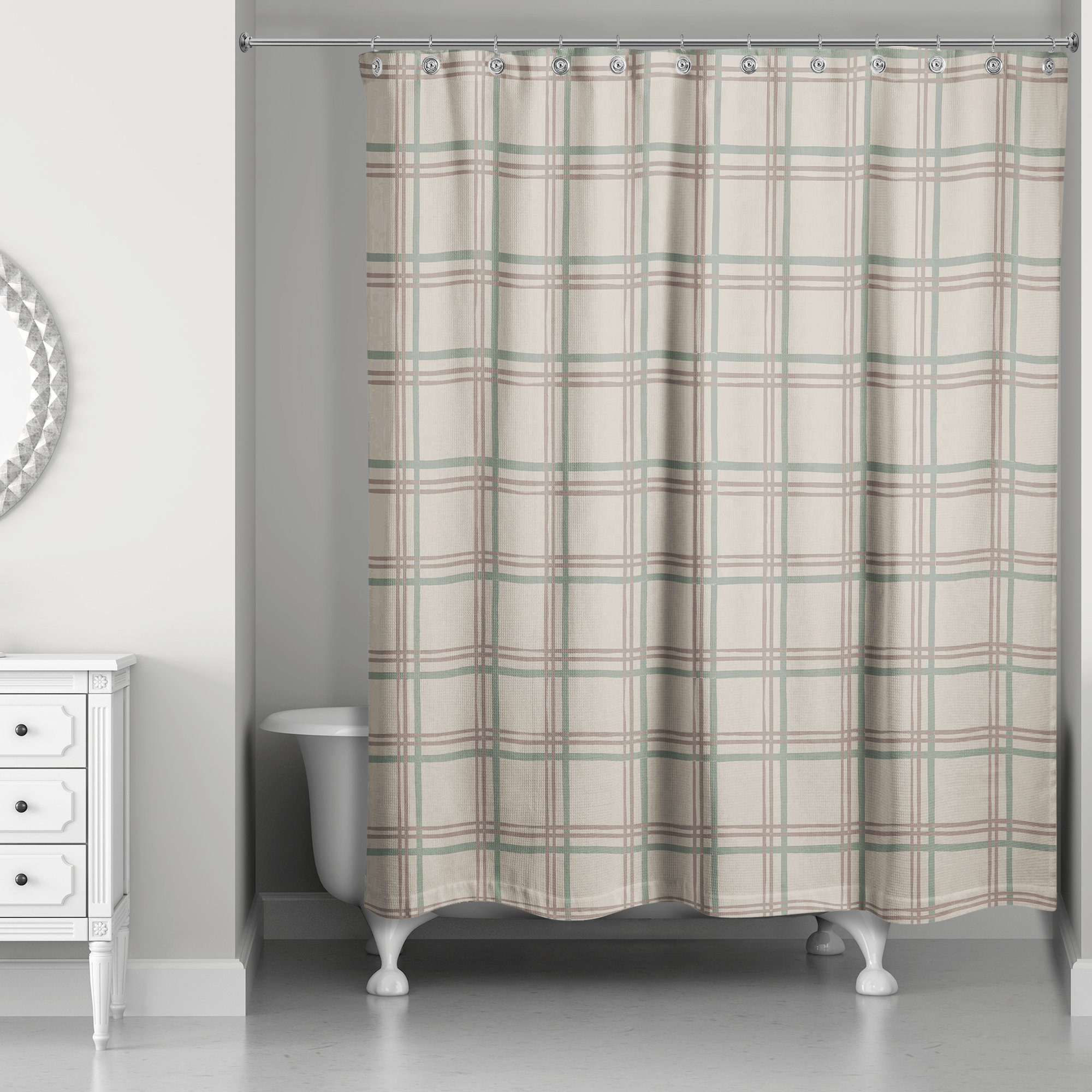 Gracie Oaks Moriya Plaid Single Shower Curtain | Wayfair