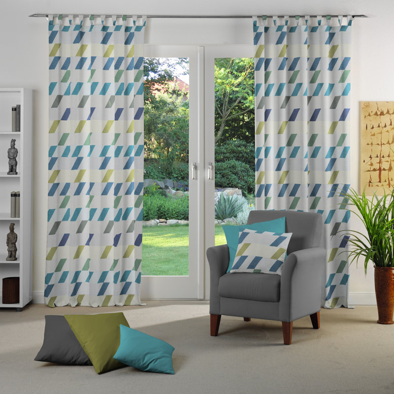 Lopez Room Darkening Curtain Single Panel, 132cm Width x 145cm Drop, Blue