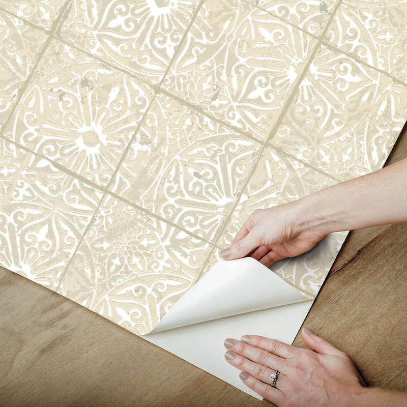 Papier peint adhésif Aishvi, Beige