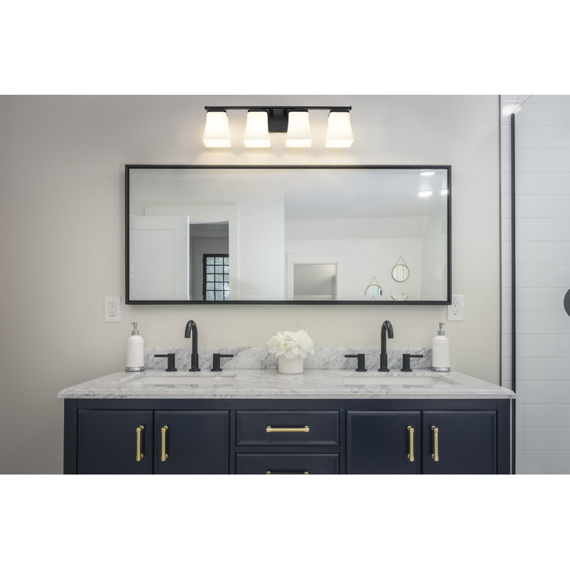 Ensemble de meuble-lavabo 4 lumières Rohrersville, Noir mat