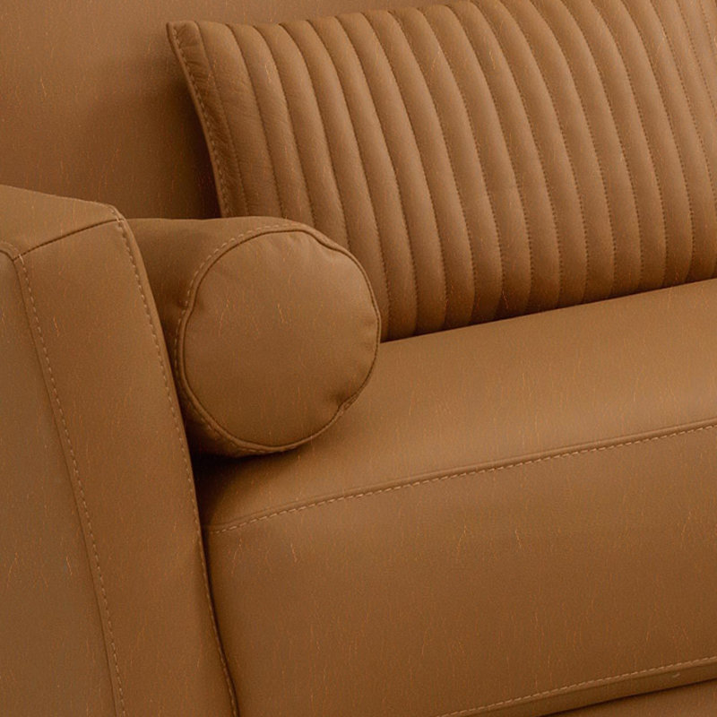 Cassis 84.5'' Leather Sofa, Saddle Tan Genuine Leather