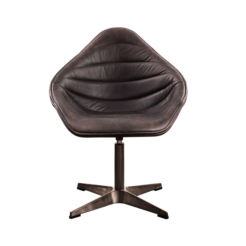 Fauteuil d'appoint en cuir ébène - pivotant, sensation luxueuse avec rotation stable et tendance