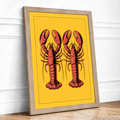 Twin Lobsters Modern - Framed Print