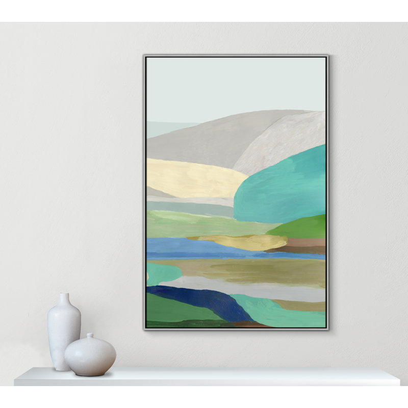 Free Land - Toile avec cadre flottant, Toile argentée, H 61,5 po x l 41,5 po x P 2 po