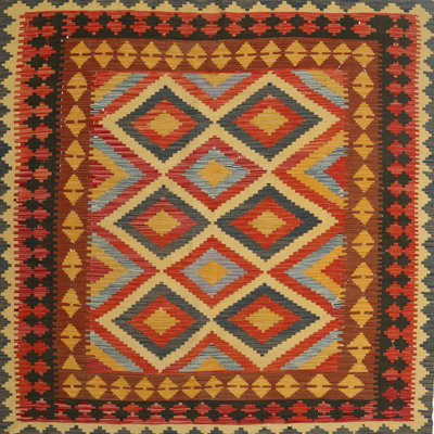 Tapis brun/gris/rouge contemporain