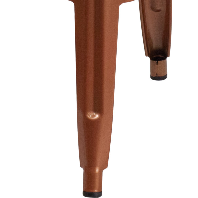 Kai Industrial Style Bar Stool - Set of 4 - Modern Metal Counter or Bar Height, Copper, Bar Stool (30" Seat Height)
