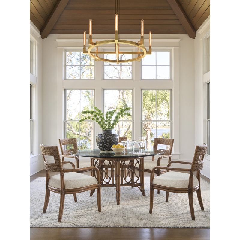 Key Biscayne Dining Set (60 Inch Glass Top), 29" H x 60" W x 60" D