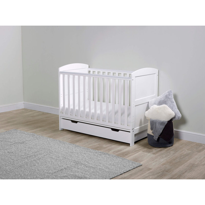 Coleby Mini Cot Bed, Under Drawer and All Seasons Premium Pocket Sprung Mattress - White