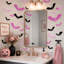48 autocollants muraux de chauve-souris d'Halloween 3D rose et noir 48 pièces