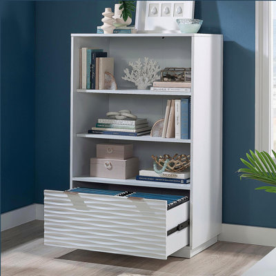 Coastal Bookcase With Lower Drawer, White finish