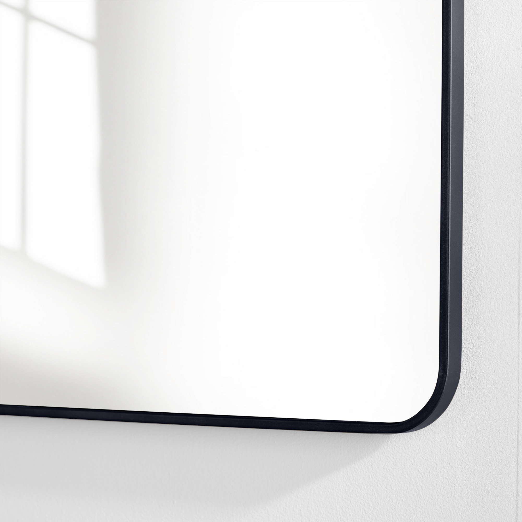 Sabine Metal Rounded Rectangle Wall Mirror, 36" x 30", Black