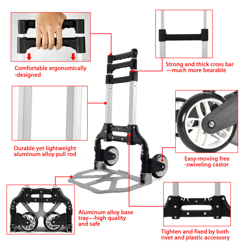39.4cm H x 15.6cm W x 39.5cm D 3kg Hand Truck Trolley