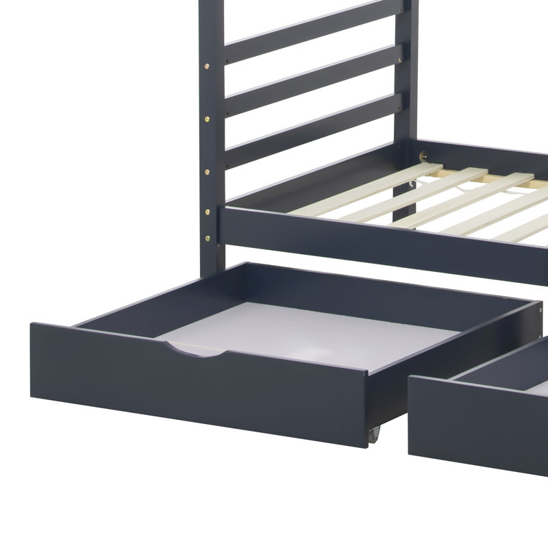 Weatherholt Single (3') 2 Drawer House Beds, Navy Blue