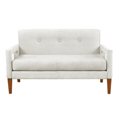 Moderne, chenille beige, espace de vie principal, capacité de 300 lb par siège, coussins de dossier attachés, coussins réversibles, profondeur du colis de 55,5 po