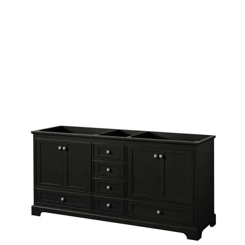 Base de meuble-lavabo double Deborah, Espresso foncé / chrome poli