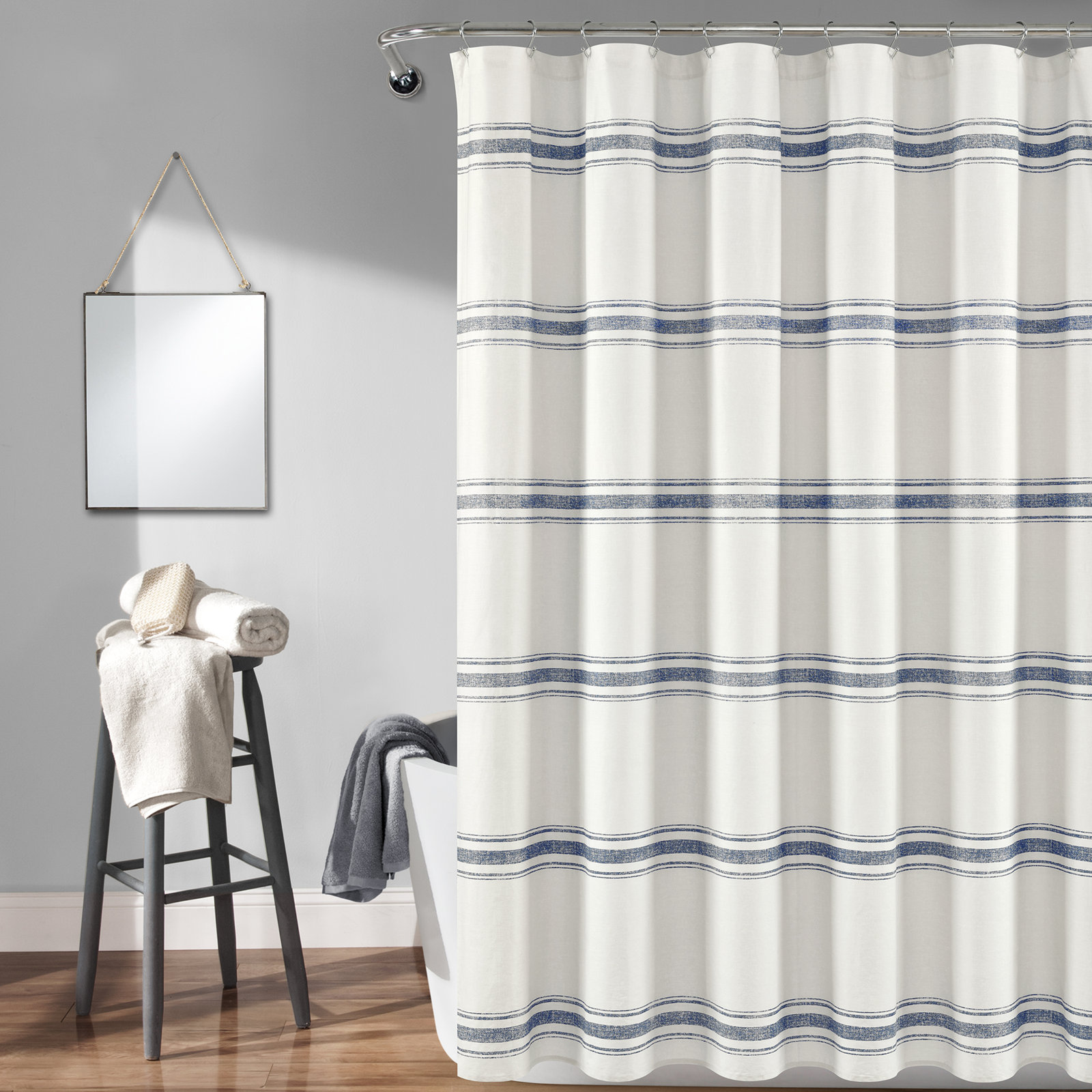 Gilroy Cotton Shower Curtain, Navy