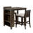 3-Piece Pack Counter Height Set Table W Display Shelf USB Ports And 2X Counter Height Chairs Fabric Upholstered Dining Furniture