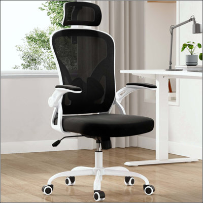 Chaise de bureau ergonomique, chaise de bureau avec appui-tête, chaise d'ordinateur à haut dossier avec accoudoirs et support lombaire réglable pour la salle d'étude de bureau à domicile
