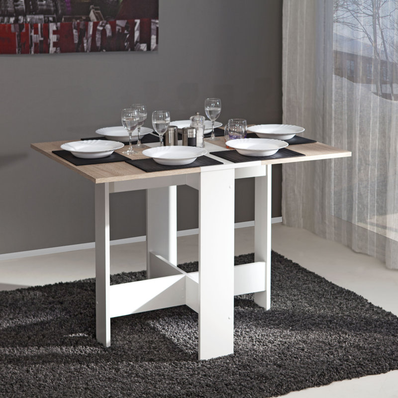 Haddonfield Extendable Dining Table, White, Natural Oak