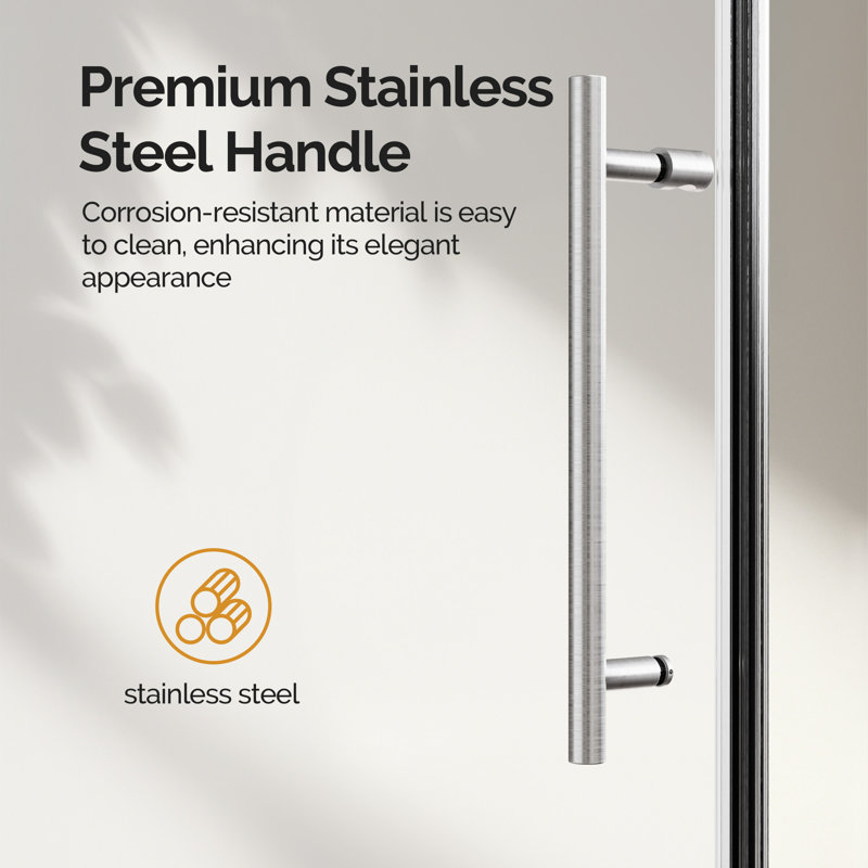 68"-72"W x 76"H Frameless Sliding Shower Door with 3/8" SGCC Tempered Glass,304 Stainless Steel Hardware, Brushed Nickel