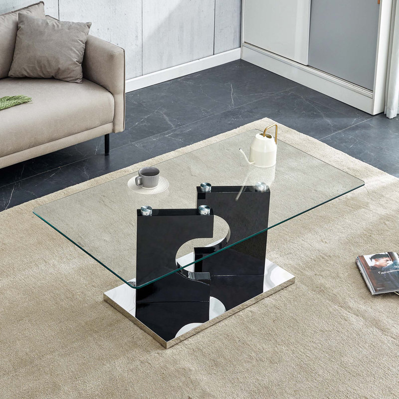 Glass Top Single Coffee Table, Black