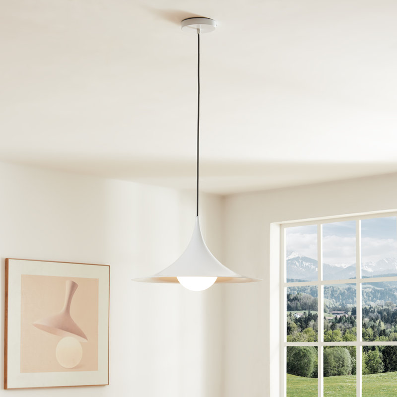 Niurka 17.7" W 1-Light Steel Pendant , White