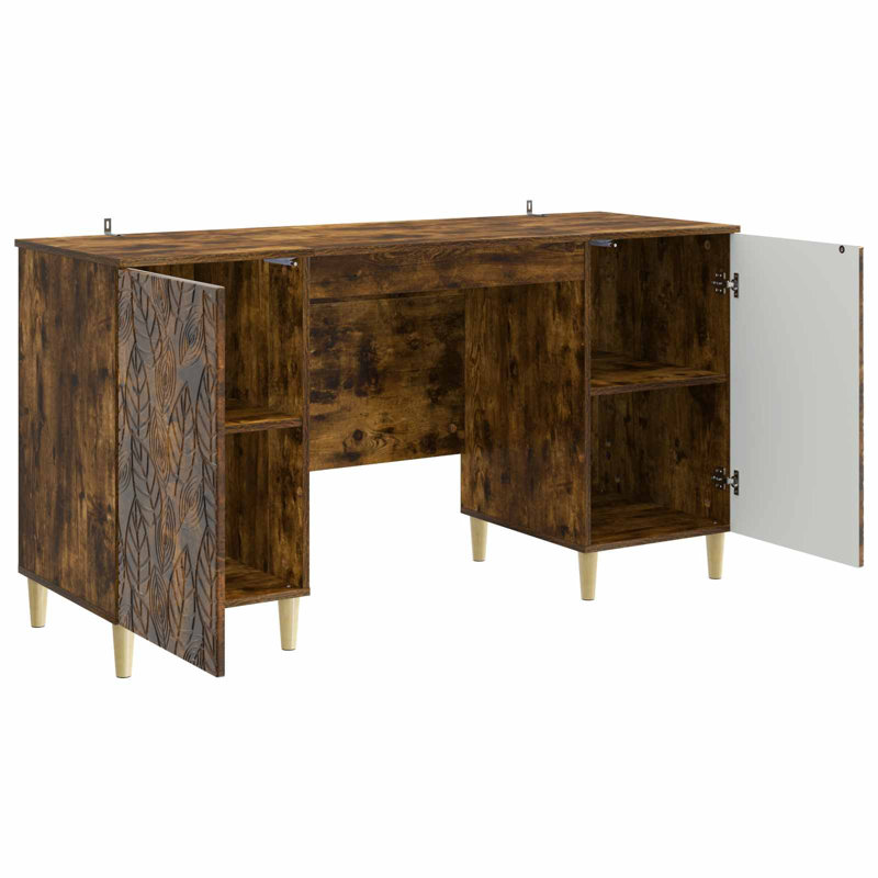 Credenza Desk, Smoked Oak