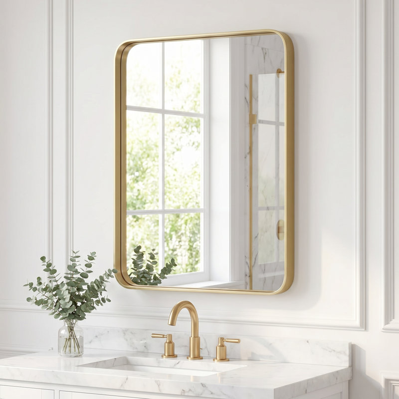Miroir de salle de bain, Doré