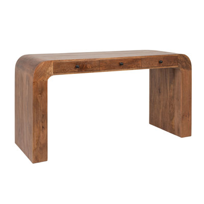 Waverly Mango Wood Waterfall Desk with 3 Drawers