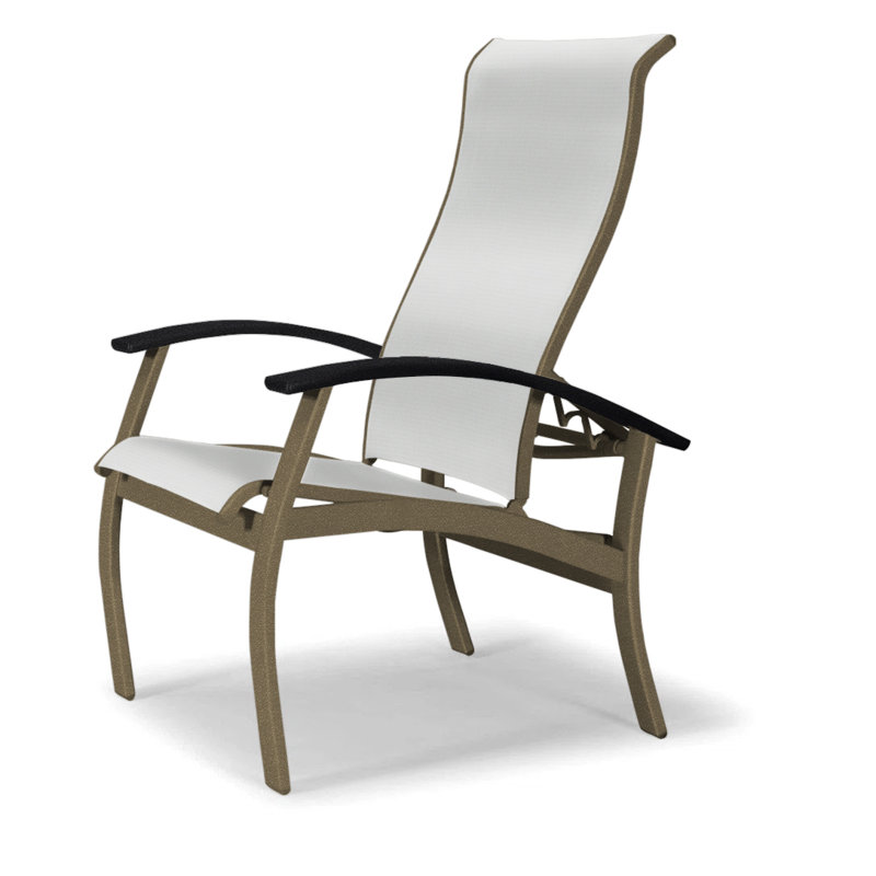 Chaise de patio Askar, Bois de plage texturé, Blanc 6D Sunbrella®, Noir