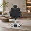 Fauteuil de coiffure hydraulique réglable en hauteur avec coussin épais et rotation à 360 degrés pour un confort optimal.