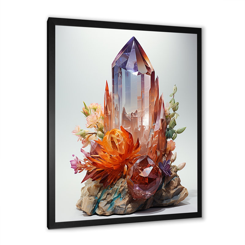 Spiritual Stone Quartz I - Impression, H 32 po x l 16 po x P 1 po, Cadre photo noir