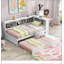 Lit de jour simple avec lit gigogne, armoires de rangement et ports USB-1199446878