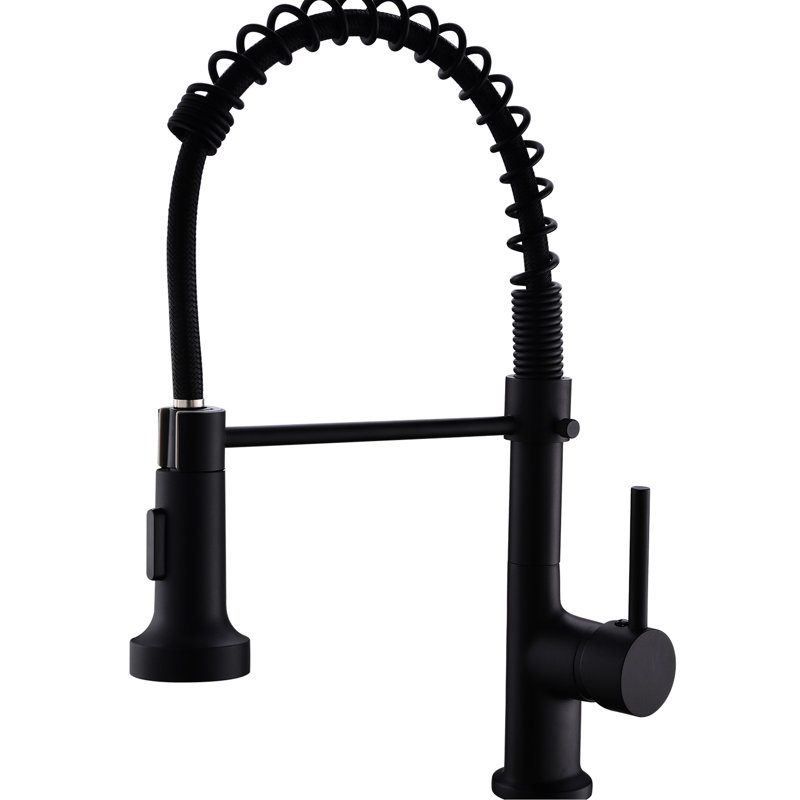 Robinet de cuisine avec robinet escamotable noir, céramique, à égratignures et taches noir, construction, jet d'eau pratique